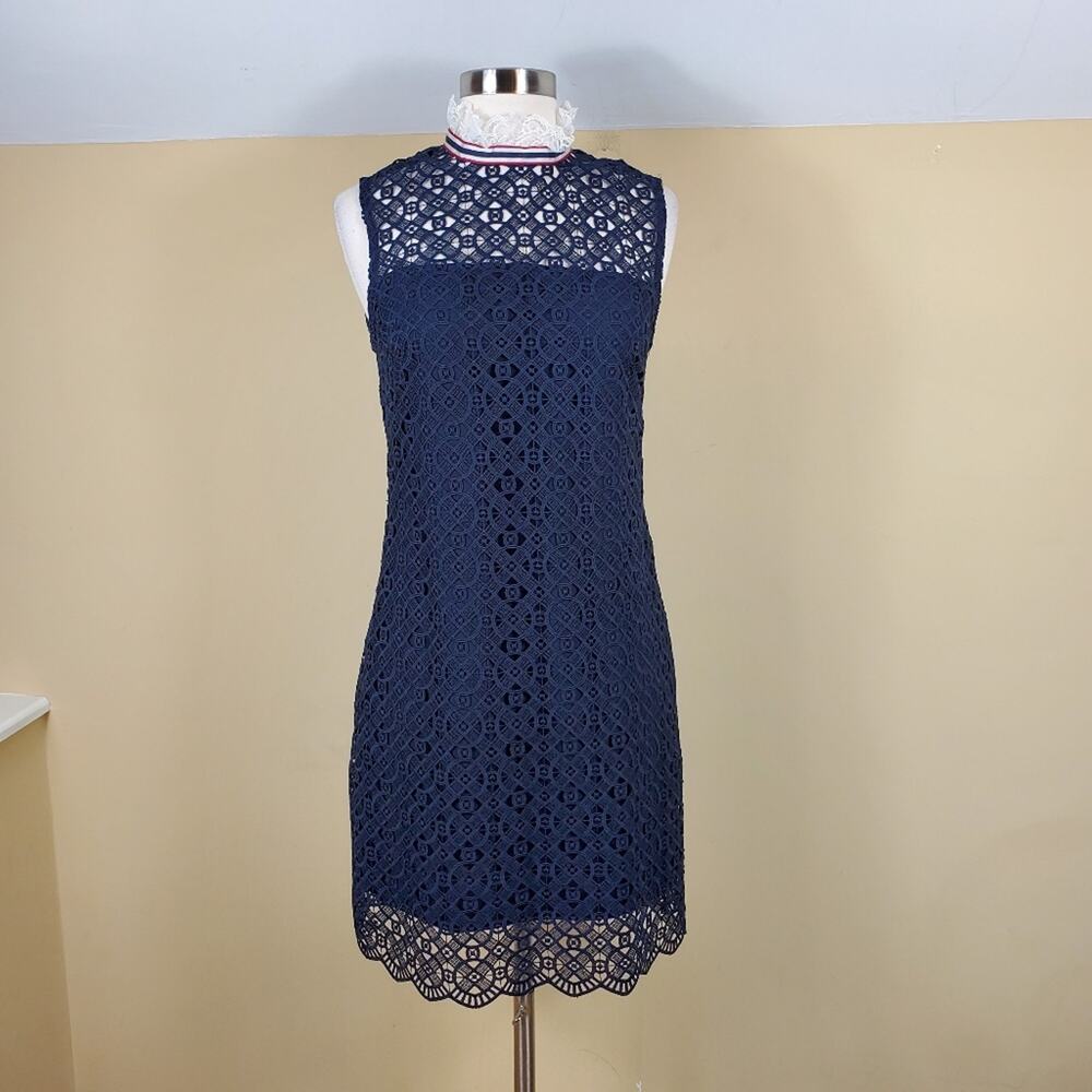 Sandro Blue Dovera Lace Mini Dress in Navy Size 38